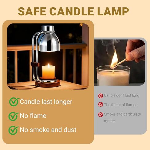 Candle Warmer Lamp with Timer,Dimmable Electric Candle Warmers,Elegant Home Decor Warming Heater As Birthday Gifts for Women Mom Jar Candle Lovers,Friends Use in Bedroom (Chrome) in Saudi Arabia
