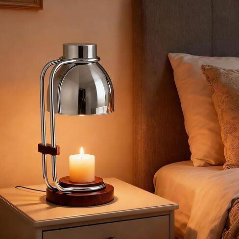 Candle Warmer Lamp with Timer,Dimmable Electric Candle Warmers,Elegant Home Decor Warming Heater As Birthday Gifts for Women Mom Jar Candle Lovers,Friends Use in Bedroom (Chrome) in Saudi Arabia