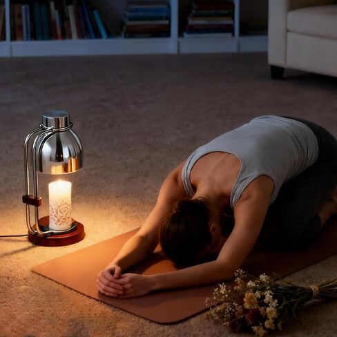 Candle Warmer Lamp with Timer,Dimmable Electric Candle Warmers,Elegant Home Decor Warming Heater As Birthday Gifts for Women Mom Jar Candle Lovers,Friends Use in Bedroom (Chrome) in Saudi Arabia