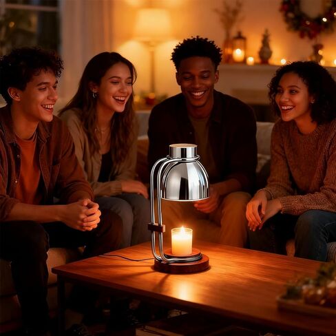 Candle Warmer Lamp with Timer,Dimmable Electric Candle Warmers,Elegant Home Decor Warming Heater As Birthday Gifts for Women Mom Jar Candle Lovers,Friends Use in Bedroom (Chrome) in Saudi Arabia