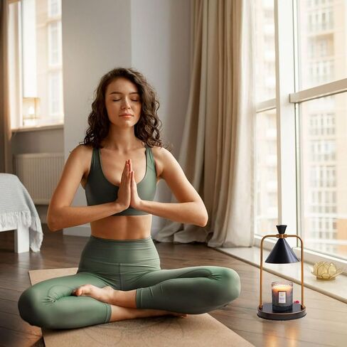 مصباح تدفئة الشموع من OurLeeme - مصباح تدفئة الشموع الكهربائية الخافت مع مؤقت مصباح شمعة معدني عتيق لشموع الجرة وحاملات الشموع العطرية لديكور المنزل (مع لمبتين، أسود) in Kuwait