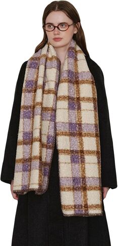 Winter Warm Scarf for Women Cold Weather Chunky Wrap Shawl Scarfs Big Thick Soft Plaid Blanket Scarves in Saudi Arabia