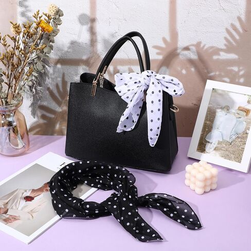 Polka Dot Headband for Women, 2 Pieces Chiffon Scarf Polka Dot Scarf Vintage Bandana Headband Retro Neck Scarves 1950s Accessories for Women Girls, Black+White in Saudi Arabia