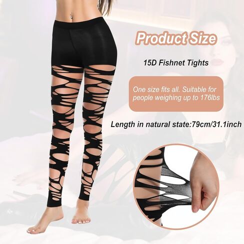 1PCS Gothic Ripped Tights Stockings,Irregular Hollow Out Distressed Mesh Tight for Women,Black Tights Y2K, Punk Rock Rave Party Halloween Cosplay Accessories in Saudi Arabia