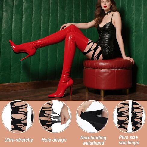 1PCS Gothic Ripped Tights Stockings,Irregular Hollow Out Distressed Mesh Tight for Women,Black Tights Y2K, Punk Rock Rave Party Halloween Cosplay Accessories in Saudi Arabia