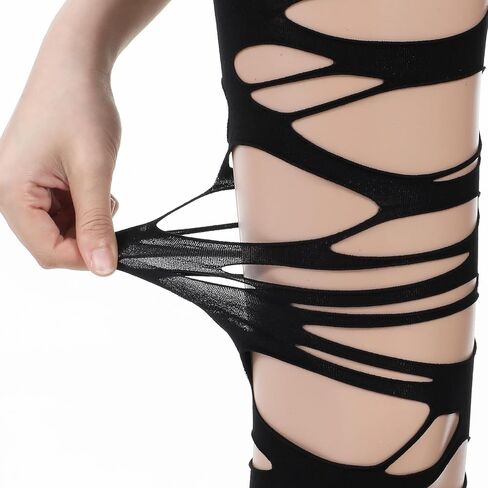 1PCS Gothic Ripped Tights Stockings,Irregular Hollow Out Distressed Mesh Tight for Women,Black Tights Y2K, Punk Rock Rave Party Halloween Cosplay Accessories in Saudi Arabia