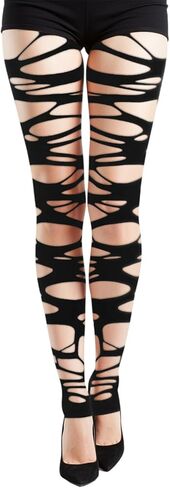 1PCS Gothic Ripped Tights Stockings,Irregular Hollow Out Distressed Mesh Tight for Women,Black Tights Y2K, Punk Rock Rave Party Halloween Cosplay Accessories in Saudi Arabia