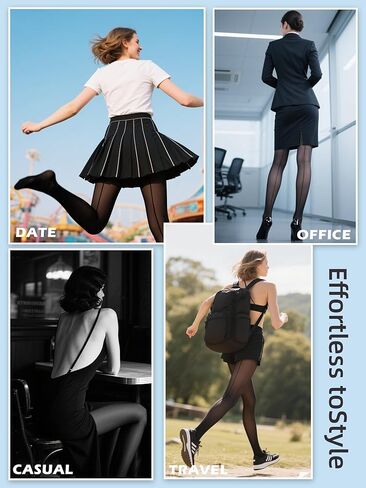 DancMolly BackSeam Tights for Women Black T-Crotch Cuban Heel Stockings, 2 Pairs in Saudi Arabia
