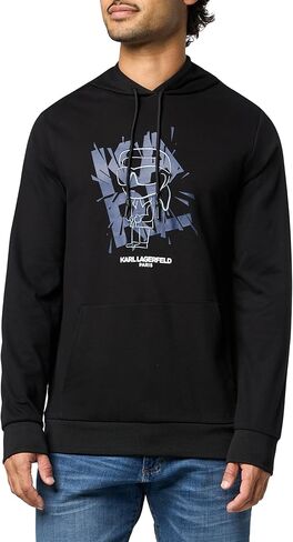 KARL LAGERFELD Men's Hooded Long Sleeve Karl Logo Kangaroo Pocket Sweatshirt in Saudi Arabia