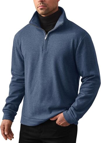 Men's Quarter Zip Pullover Soft Fleece-Lined Mock Neck Thermal Casual Long Sleeve Sweatshirt (S-2XL) in Saudi Arabia