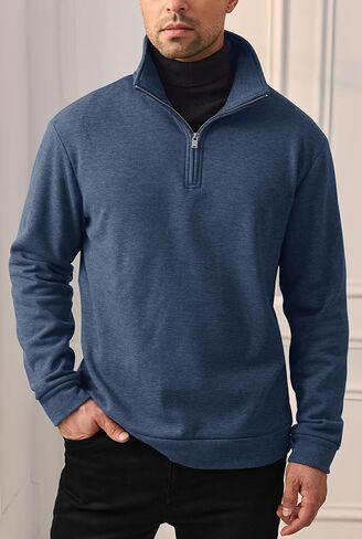 Men's Quarter Zip Pullover Soft Fleece-Lined Mock Neck Thermal Casual Long Sleeve Sweatshirt (S-2XL) in Saudi Arabia