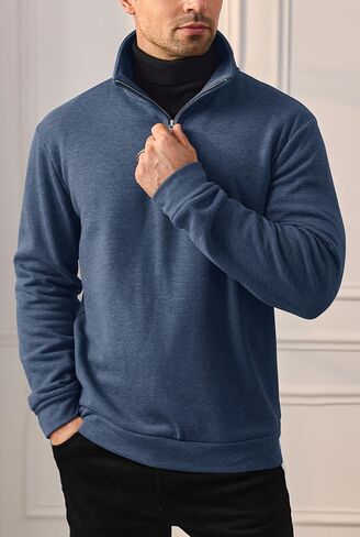 Men's Quarter Zip Pullover Soft Fleece-Lined Mock Neck Thermal Casual Long Sleeve Sweatshirt (S-2XL) in Saudi Arabia