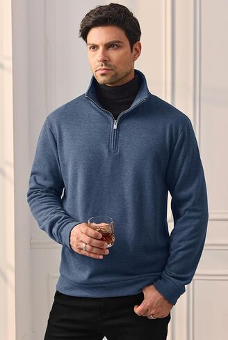 Men's Quarter Zip Pullover Soft Fleece-Lined Mock Neck Thermal Casual Long Sleeve Sweatshirt (S-2XL) in Saudi Arabia