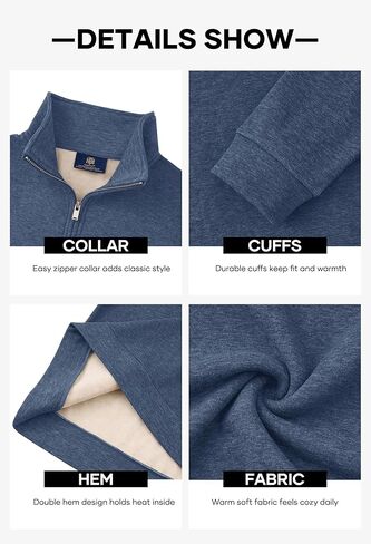 Men's Quarter Zip Pullover Soft Fleece-Lined Mock Neck Thermal Casual Long Sleeve Sweatshirt (S-2XL) in Saudi Arabia