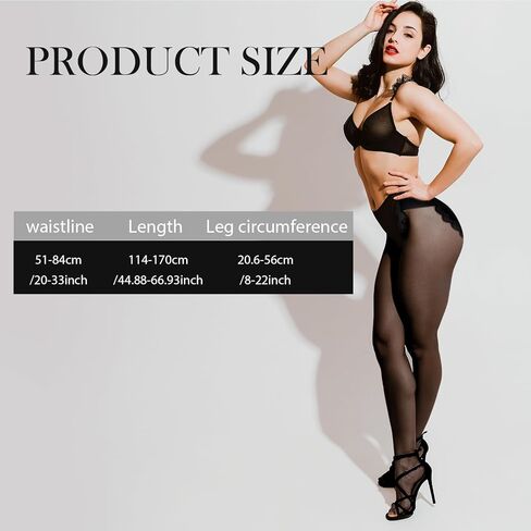 Lusofie High Waisted Tights for Women - Back Seam Sheer to Waist Pantyhose Control Top, Comfortable Stretch Black Pantyhose (Sexy & Elegant, Plus Size XL-XXL) in Kuwait