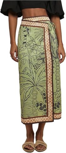 MakeMeChic Women's Wrap Skirt Tropical Print Midi Skirts Boho Summer Vacation Beach Long Skirts in Saudi Arabia
