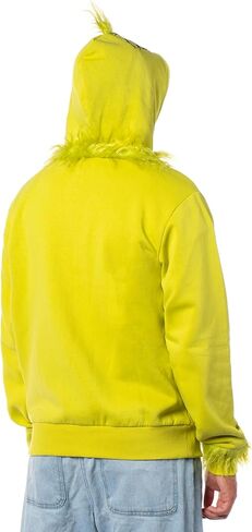 Mad Engine Dr Seuss Men's The Grinch Who Stole Christmas Faux Hair Costume Character Zip-Up Hoodie in Saudi Arabia