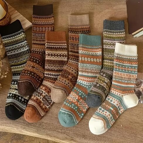 7 Pairs Wool Socks for Women - Winter Thick Boot Cozy Crew Vintage Soft Calf Knit Warm Socks Gifts in Saudi Arabia