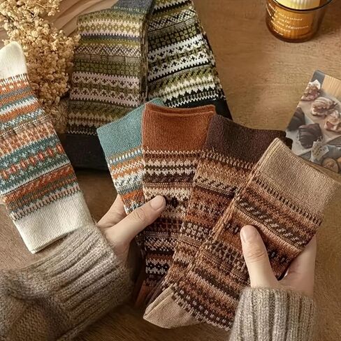 7 Pairs Wool Socks for Women - Winter Thick Boot Cozy Crew Vintage Soft Calf Knit Warm Socks Gifts in Saudi Arabia
