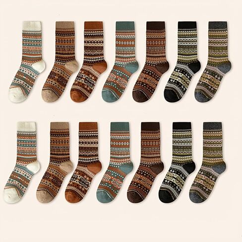 7 Pairs Wool Socks for Women - Winter Thick Boot Cozy Crew Vintage Soft Calf Knit Warm Socks Gifts in Saudi Arabia