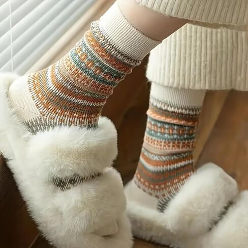 7 Pairs Wool Socks for Women - Winter Thick Boot Cozy Crew Vintage Soft Calf Knit Warm Socks Gifts in Saudi Arabia