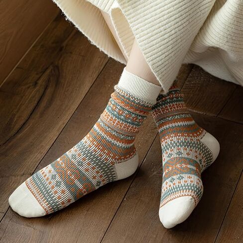 7 Pairs Wool Socks for Women - Winter Thick Boot Cozy Crew Vintage Soft Calf Knit Warm Socks Gifts in Saudi Arabia