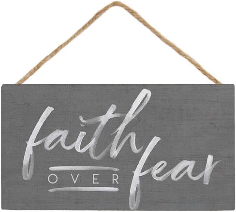 Simply Said, INC Petite Hanging Accents, Faith Over Fear- 5.5" x 6.5" Wood Sign PHA1349 in Saudi Arabia