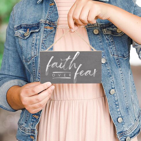 Simply Said, INC Petite Hanging Accents, Faith Over Fear- 5.5" x 6.5" Wood Sign PHA1349 in Saudi Arabia