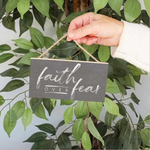 Simply Said, INC Petite Hanging Accents, Faith Over Fear- 5.5" x 6.5" Wood Sign PHA1349 in Saudi Arabia