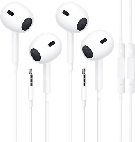 2 عبوات سماعات أذن ، سماعات سماعات الرأس السلكية في الأذن الميكروفون ومقاطع الصوت ، صوت قوي ، متوافق مع أجهزة Apple/iPhone/iPad/iPod/Computer/MP3/Android/معظم أجهزة الصوت 3.5 مم in Kuwait