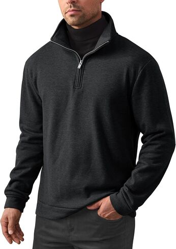 Men's Quarter Zip Pullover Soft Fleece-Lined Mock Neck Thermal Casual Long Sleeve Sweatshirt (S-2XL) in Saudi Arabia