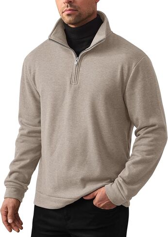 Men's Quarter Zip Pullover Soft Fleece-Lined Mock Neck Thermal Casual Long Sleeve Sweatshirt (S-2XL) in Saudi Arabia