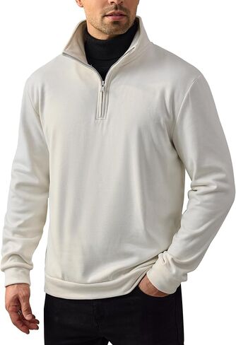 Men's Quarter Zip Pullover Soft Fleece-Lined Mock Neck Thermal Casual Long Sleeve Sweatshirt (S-2XL) in Saudi Arabia
