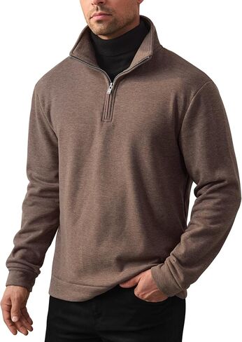 Men's Quarter Zip Pullover Soft Fleece-Lined Mock Neck Thermal Casual Long Sleeve Sweatshirt (S-2XL) in Saudi Arabia