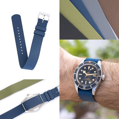 Fluoro Rubber Band Hook And Loop Canvas Texture Straps For Tudor Watches, Durable Single Pass One-Piece Replacement Watch Band Strap For Men & Women in Saudi Arabia