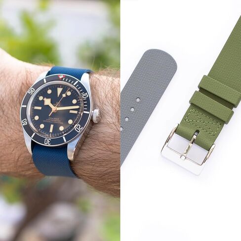 Fluoro Rubber Band Hook And Loop Canvas Texture Straps For Tudor Watches, Durable Single Pass One-Piece Replacement Watch Band Strap For Men & Women in Saudi Arabia