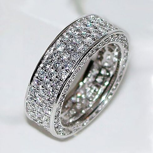 1pc Exquisite Gypsophila Multi-row Zirconia Inlaid Rings for Women Fine Jewelry Daily Life Dating Decor For Prom Party in Saudi Arabia