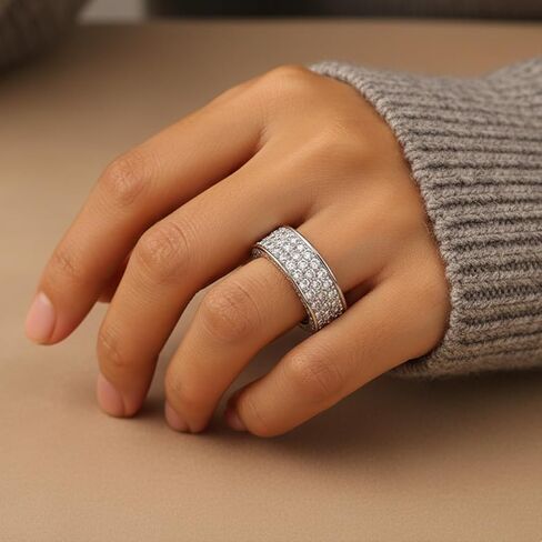 1pc Exquisite Gypsophila Multi-row Zirconia Inlaid Rings for Women Fine Jewelry Daily Life Dating Decor For Prom Party in Saudi Arabia
