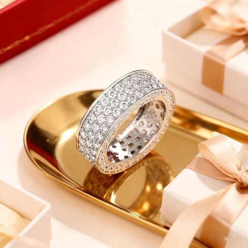 1pc Exquisite Gypsophila Multi-row Zirconia Inlaid Rings for Women Fine Jewelry Daily Life Dating Decor For Prom Party in Saudi Arabia