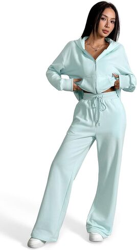 Fall Outfits for Women Oversized Zip up Hoodie Sweatshirt Jogger Sweatpants 2 Piece Sweatsuits Lounge Sets in Saudi Arabia