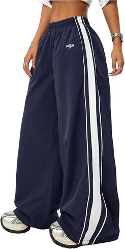 SOLY HUX Women's Baggy Sweatpants Casual Sports Wide Leg Parachute Hip Hop Pants Streetwear in Saudi Arabia