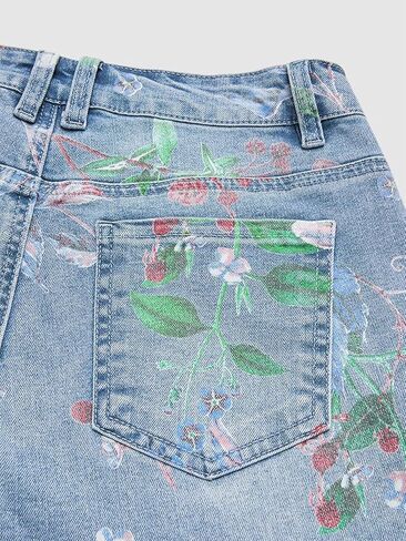 Flamingals Women's Floral Print Straight Leg Jeans for Women High Waist Floral Pattern Denim Pants Boho Cute Jeans in Saudi Arabia