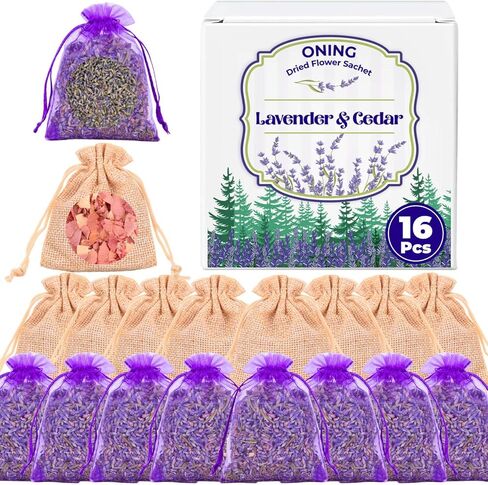 26 Pack Lavender Sachet Bags - Home Fragrance Sachets, Natural Lavender Flowers, Dried French Lavenders Perfect for Wardrobe, Drawers, Closet, Storage in Kuwait