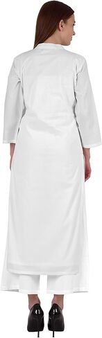 Bimba Mandarin Collar W/Pintucked Neck Cotton Kurti For Women's Indian Ethnic Straight Solid Kurta in Saudi Arabia