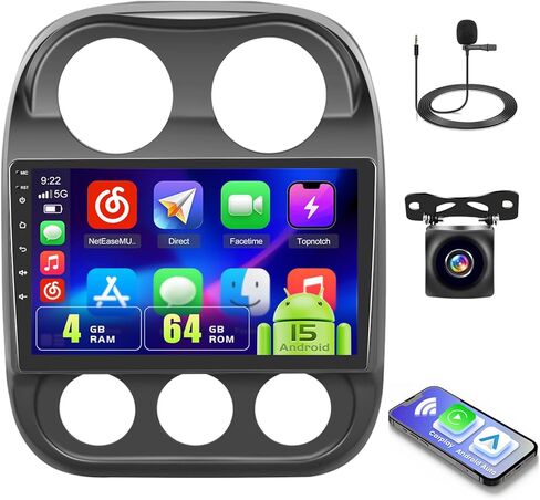 [2+64GB] Inefala لـ Jeep Compass Patriot 2011-2017 Android Car Radio Stereo مع Carplay Android Auto ، 10.1 بوصة HD شاش الشاشة مع GPS WiFi Bluetooth FM/RDS SWC كاميرا الكاميرا الاحتياطية in Saudi Arabia