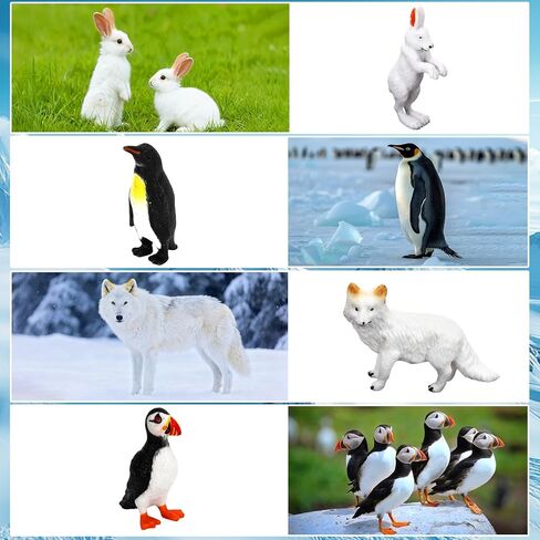 21 Pcs Mini Arctic Animals Figurines Set, Polar Bear Penguin Caribou Christmas Tree Model Winter Landscape Ornaments for Miniature Town Activities in Saudi Arabia