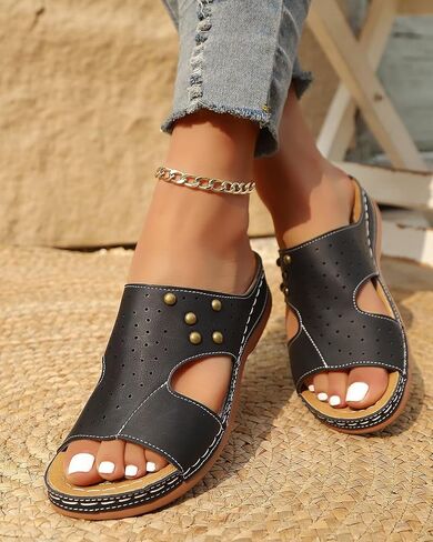 Ladies' Summer Thick Sole Slide Sandals, Cozy Wedge Beach Footwear, Slip Flip-Flops in Saudi Arabia