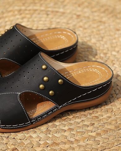 Ladies' Summer Thick Sole Slide Sandals, Cozy Wedge Beach Footwear, Slip Flip-Flops in Saudi Arabia