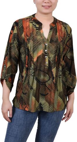 Petite Pintuck Roll Tab Sleeve Top in Saudi Arabia