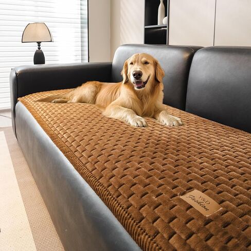 Couch Covers for Dogs Washable, Velvet Dog Couch Cover Protector, Fuzzy Plush Pet Sofa Cover for 2-3 Cushion Couch, Sofa Covers for Pets(1PC,Dark Brown,27.6"x70.9",2-3 Seater Sofa Pad Cover) in Kuwait